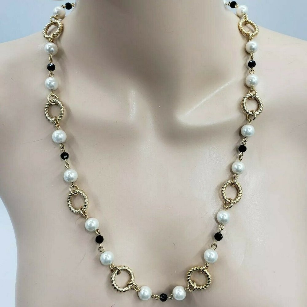 Talbots Single Strand Pearl White Necklace 40"